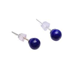 Lllunimon Einfache 6Mm Lapis Lazuli Runde Perlenohrringe, 925 Sterling Silber Ohrringe Für Frauen, Natürliche Edelsteinohrringe Schmuck von Lllunimon