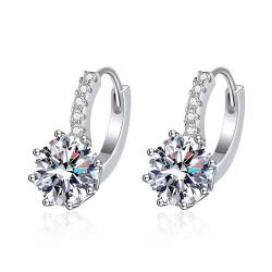 Lllunimon Einzelne Moissanite Creolen 925 Sterling Silber Moissanit Ohrstecker Kleine Creolen Huggie Ohrringe für Frauen Männer Schmuck Geschenk von Lllunimon