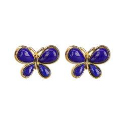 Lllunimon Exquisite Lapis Lazuli Schmetterlingsohrringe, 925 Sterling Silber Hypoallergene Ohrringe Für Frauen Girls Geschenke von Lllunimon