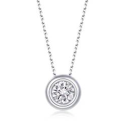 Lllunimon Klassische Moissanit-Halskette für Frauen Männer Sterlingsilber Single Stone Moissanit-Halskette Stapelbare Halskette für Tochter Freundin von Lllunimon