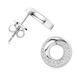 Lllunimon Kreis Moissanite Ohrstecker für Männer Frauen Sterlingsilber Einfache Moissanit Ohrringe Ohrstecker für Ehefrau Freundin Mutter Tochter,Silber von Lllunimon