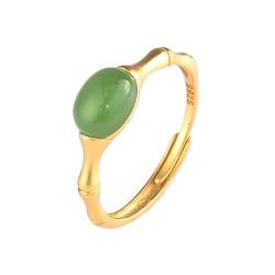 Lllunimon Minimalist 925 Sterling Silber Ring Für Frauen, Natürlicher Grünes Jade -Ring Handgefertigt Einstellbarer Statement Ringe Juwely Geschenk von Lllunimon