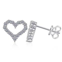 Lllunimon Moissanite Hohlherz Ohrstecker Sterlingsilber Liebe Moissanite Ohrstecker drückt Liebesschmuck Geschenke für Frauen aus von Lllunimon