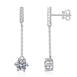 Lllunimon Moissanite Ohrhänger Sterlingsilber glänzend Moissanite Tropfen Linie Ohrringe für Frauen Famale Schmuck Geschenke von Lllunimon