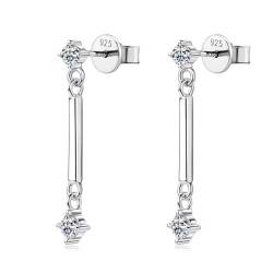 Lllunimon Moissanite Ohrstecker Ohrstecker Sterling Silber Moissanite Drop Bar Ohrringe Moissanite Ohrringe für Frauen Schmuck Geschenke,Silber von Lllunimon