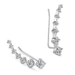 Lllunimon Moissanite Ohrstecker für Frauen Sterling Silber Moissanit Ohrhaken Glänzende Moissanit Ohrringe für Ehefrau Freundin Mutter Tochter,Silber von Lllunimon