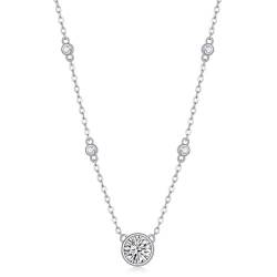 Lllunimon Moissanite stapelbare Halskette für Frauen Sterlingsilber Moissanit Halskette funkelnder Schmuck Geschenke für Ehefrau Mutter Tochter von Lllunimon