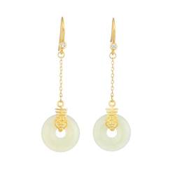 Lllunimon Natürliche Hetische Weiße Jade -Ohrringe, 925 Sterling Silber Long Hangle Ohrringe Für Frauen, Minimalistische Glücksschmuckohrringe Geschenke von Lllunimon