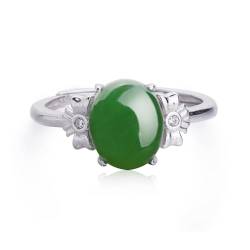 Lllunimon Natural Hetian Green Jade Ring Einzigartiger Edelstein 925 Sterling Silber Ring Für Frauen, Handgefertigter Verstellbarer Ring von Lllunimon