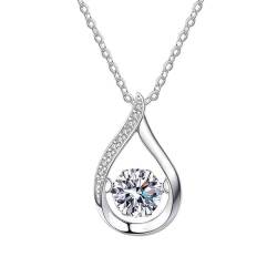 Lllunimon Sterling Silber Moissanit Halskette für Frauen Klassische Wassertropfen Moissanit Halskette Schmuck Geschenke für Freundin Ehefrau Tochter Mutter von Lllunimon