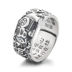 Lllunimon Vintage 925 Sterling Silber Elefant Ring, Herz Sutra Buddhist Ring Breite Verstellbare Band Ring Für Frauen Männer Geschenk von Lllunimon