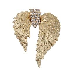 Lllunimon Vintage Golden Angel Wings Brosche Pin Für Frauen Mädchen, Metall Feder Revers Pin Anzug Mantel Brustplatte Schmuck Zubehör Geschenke von Lllunimon