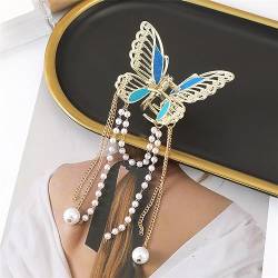 Haarklammer mit Perlenquaste im Vintage-Stil, langer Anhänger, Haarspange, Stirnband, Haarnadel, elegante Haar-Accessoires von Lmtossey