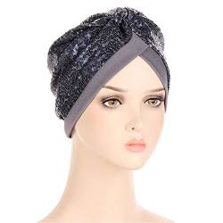 Lmtossey Damen Glitzer Pailletten Turban Kappe Muslim Hut Kopfbedeckung Afrikanische Headwraps Damen Kopftuch Islamische Hijab Kappe von Lmtossey