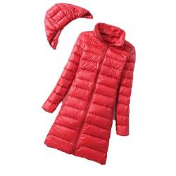 Lmtossey Damen Herbst und Winter Slim Kapuze Warm Weiß Entendaunen Jacke Damen Jacke, rot, 50 von Lmtossey