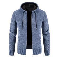 Lmtossey Winter Hooded Cardigan Herren Zipper Sweater Verdickte Warm Sweater Cardigan Jacke, blau, X-Large von Lmtossey