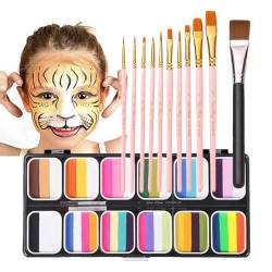 Lnhgh Waschbares Gesichtsbemalungsset, Gesichtsbemalungsset für Kinder,12 Farben professionelle Körperkunst-Malpalette | Professionelle waschbare Körperkunst-Malpalette, Gesichtsbemalungs-Make-up-Set von Lnhgh
