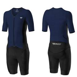 Lo.gas Herren Pro Trisuit Kurzarm Triathlonanzug für Ironman-Rennen und Triathlon-Wettkämpfe - Hochwertiger Triathlon-Anzug für Herren Blau L von Lo.gas