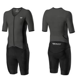 Lo.gas Herren Pro Trisuit Kurzarm Triathlonanzug für Ironman-Rennen und Triathlon-Wettkämpfe - Hochwertiger Triathlon-Anzug für Herren Grau L von Lo.gas