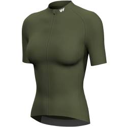 Lo.gas Radtrikot Damen Kurzarm,Fahrradtrikot Rennrad Trikot Atmungsaktiv Frauen Fahrrad Shirt Sommer Fahrradjacke Radfahren Top Mit 3 Taschen Olive Green L von Lo.gas