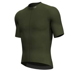 Lo.gas Radtrikot Herren Kurzarm, Rennrad Trikot Durchgehender Reißverschluss mit 3 Taschen, Olivgrün, XL von Lo.gas