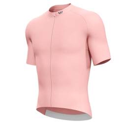 Lo.gas Radtrikot Herren Kurzarm, Rennrad Trikot Durchgehender Reißverschluss mit 3 Taschen, Rosa, L von Lo.gas