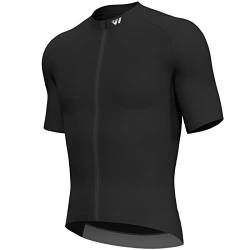 Lo.gas Radtrikot Herren Kurzarm, Rennrad Trikot Durchgehender Reißverschluss mit 3 Taschen, Schwarz, L von Lo.gas