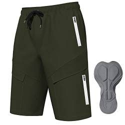 Logas MTB Herren Radlerhose,Herren Mountainbike Shorts Atmungsaktiv Radhose ，MTB Shorts für Männer mit 6 Taschen,Grün,M von Lo.gas