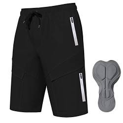 Logas MTB Herren Radlerhose,Herren Mountainbike Shorts Atmungsaktiv Radhose ，MTB Shorts für Männer mit 6 Taschen,Schwarz,S von Lo.gas