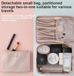 2-teilige Reise-Make-up-Tasche, Tragbare Kosmetiktasche, Reise-Organizer mit Pinselhalter, Große Wasserfeste Kulturtasche mit Griff für Frauen und Mädchen,B von LoKori