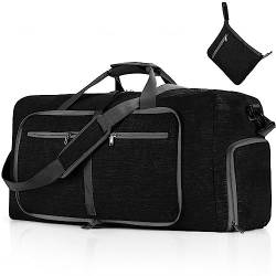 Reisetasche für Herren, 65 L, Faltbarer Wochenend-Übernachtrucksack mit Schuhfach, Wasserdicht und Reißfest,A von LoKori