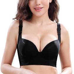 LoriEr Damen Nahtloser Push Up BH Mit Gepolstert Plunge Bügel Vollschalen BHS Gemoldete Cups Große Größe Vollschalen mit zusätzlichen BH-Verlängerungen Black 110E von LoRier