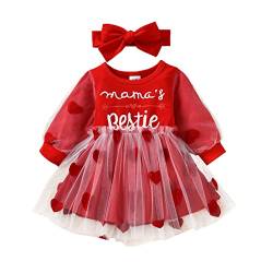 Loalirando Baby Mädchen Valentinstag Kleid Langarm Rundhals Herzdruck Kleid Casaul Herbst Winter Kleidung (Rot A, 9-12 Monate) von Loalirando
