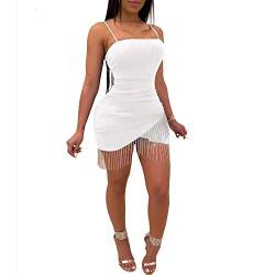 Loalirando Chic Damen Minikleid mit Quaste Asymmetrisches Kleid Sommerkleid Sexy Party Clubwear von Loalirando