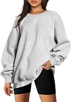 Loalirando Damen Casual Winter Langarm Sweatshirt Oversized Elastische Pullover Oberteil Streetwear (Grau, M) von Loalirando
