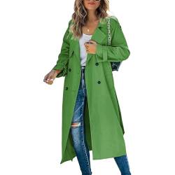 Loalirando Damen Trenchcoat Zweireiher Langer Mantel Klassische Herbst Frühling Jacke Winddichter Mantel (Armeegrün, M) von Loalirando