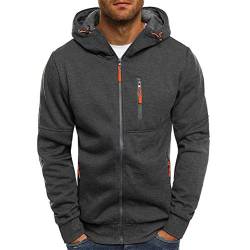 Loalirando Herren Sweatjacke Hoodie Kapuzenjacke mit Reißverschluss Oversized Sweatshirt Kapuzenpullover Sportjacke Outdoorjacke (Dunkelgrau, M) von Loalirando