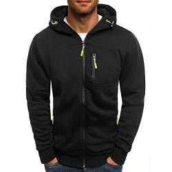 Loalirando Herren Sweatjacke Hoodie Kapuzenjacke mit Reißverschluss Oversized Sweatshirt Kapuzenpullover Sportjacke Outdoorjacke (Schwarz, 2XL) von Loalirando