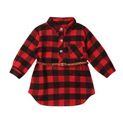 Loalirando Kleinkinder Baby Jungen Mädchen Kariert Hemd Langarmshirt Baumwolle Karohemd Herbst Winter (D-Kleid, 1-2 Jahre) von Loalirando