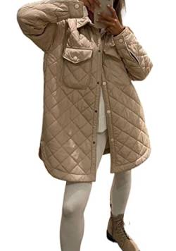 Loalirando Mode Damen Übergangsjacke leichte Jacke Steppjacke mit Gürtel Herbst Winter Teenage Mädchen Streetwear (Khaki, L) von Loalirando