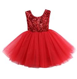 Loalirando Neugeborenen Baby Mädchen Festlich Weihnachten Kleidung Pailetten Samt Party Prinzessin Kleid (18-24 Monate, Tutu Kleid) von Loalirando