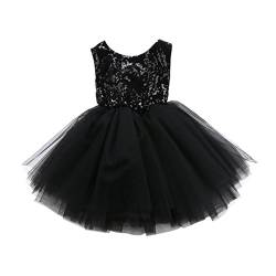 Loalirando Neugeborenes Baby Mädchen Schönes Prinzessin Kleid Blumenmädchenkleid Taufkleid Festlich Kleid Hochzeit Geburtstag (6-12 Monate, Schwarz) von Loalirando