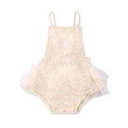 Loalirando Neugeborenes Baby Mädchen Spitzen Strampler Ärmellos Body Einteiler Sommer Prinzessin Body (Beige, 12-18 Monate) von Loalirando