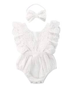 Loalirando Neugeborenes Baby Mädchen Spitzen Strampler Langarm Body Einteiler Sommer Prinzessin Body (0-6 Monate, rüschen Strampler) von Loalirando