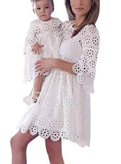 Loalirando Schönes Mutter Tochter Kleider Matching Outfits Familien Kleidung Spitzen Prinzessin Kleid (Mutter, S) von Loalirando