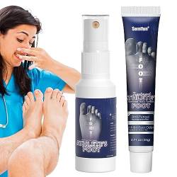 Fußpflegespray, Fußgeruchscreme, Natürliche Inhaltsstoffe Athleten-Fußflüssigkeitsset, nicht reizende Fußpflegeprodukte, natürliche Inhaltsstoffe für Frauen und Männer Loandicy von Loandicy