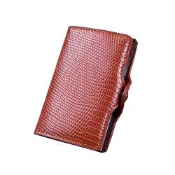 Lobwerk Slim Wallet Geldbörse Kartenetui Portemonnaie Geldbeutel Kreditkarten Etui RFID (Textur-Braun) von Lobwerk
