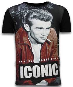 James Dean Iconic - Digital Strass T- Shirt - Schwarz von Local Fanatic