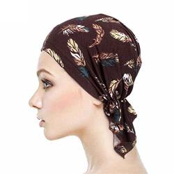 Locisne Damen bedruckte Kopftuch Schal Turban Headwear Chemo Beanie Schal Headwear für Krebs, Chemo, Haarausfall (FEATHERBROWN) von Locisne