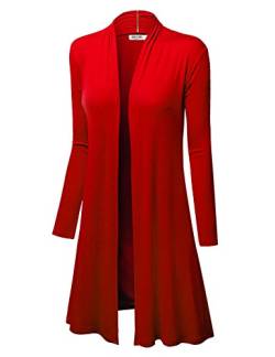 LL Damen Langarm-Ombré-Strickjacke vorne offen lange Strickjacke mit Stretch - Rot - XX-Large von Lock and Love